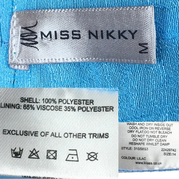 Miss Nikky Aqua Blue Short Sleeve Scooped Neck Layered Shift Dress size Medium - Picture 13 of 15